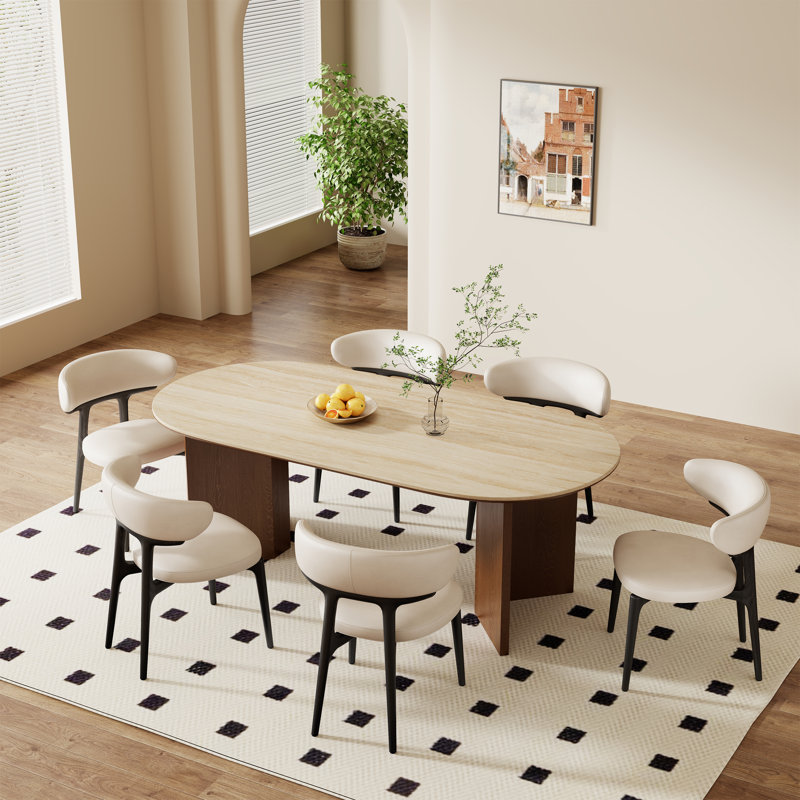 Ensemble de table de salle à manger 71 "Mid Century avec 6 chaises