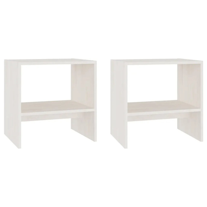 Happ Solid Wood Block Side Table Set, White