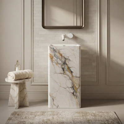 Lavabo sur pied de luxe Giving Tree, lavabo à surface solide autoportant pour salle de bain