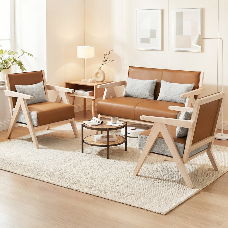 Fauteuil d'appoint Mid-Century, Chenille;Faux Leather