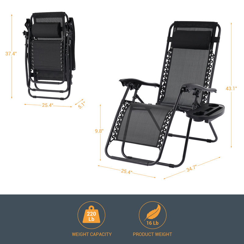 Dailin Leisure Reclining Zero Gravity Chair, Black
