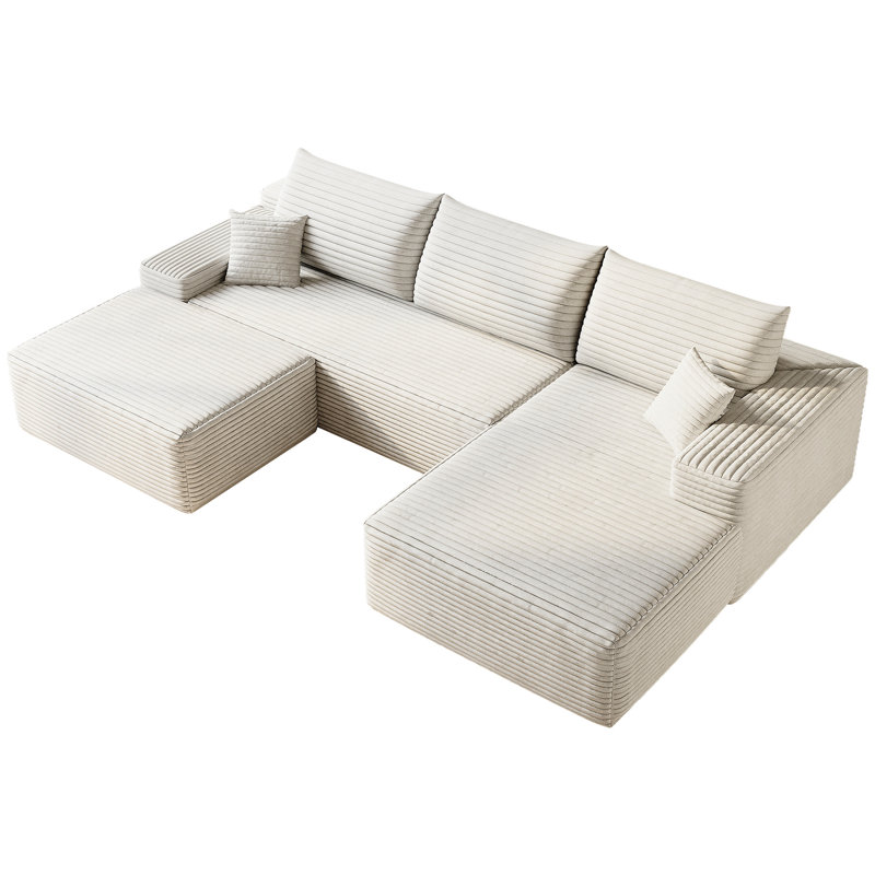 Blanc, siège minimaliste moderne en velours côtelé de 107 po, sans assemblage, pour chambre à coucher, siège idéal