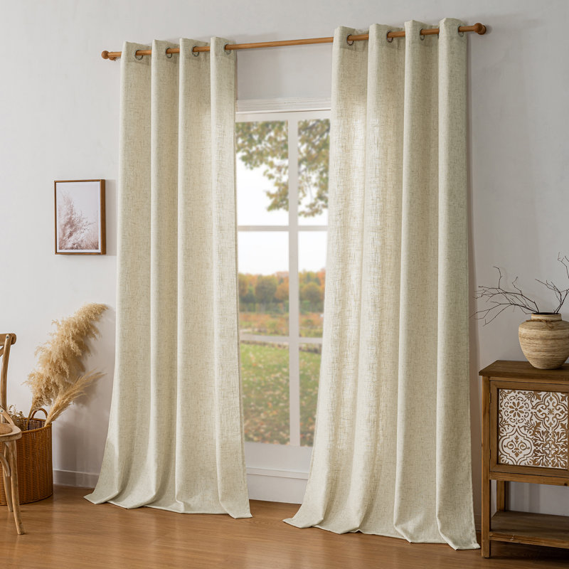Paire de rideaux semi-transparents avec œillets Draycott, L 52 po x L 96 po, Blanc cassé