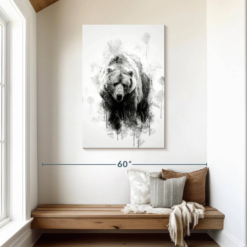 Brampt Brown Bear Black And White, 45" H x 30" W