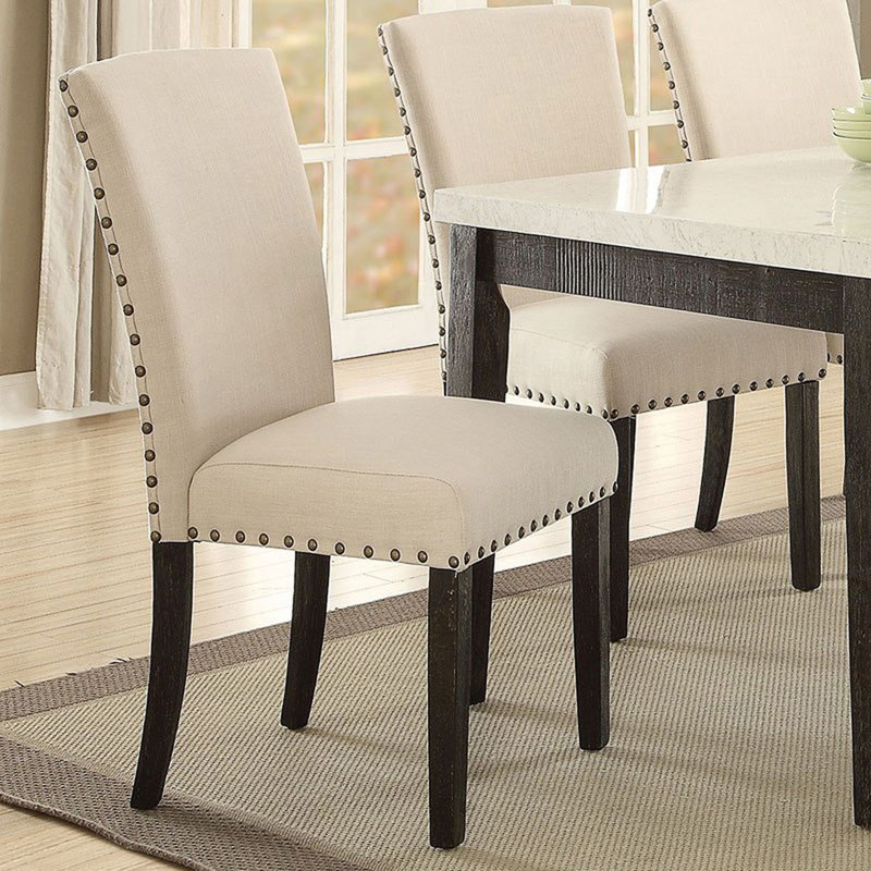 ACME Nolan Side Chair  In Linen & Salvage Dark Oak 72852