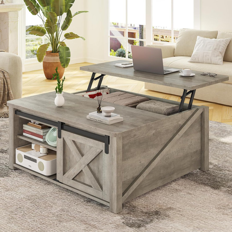 Veronike Square Farmhouse Lift Top Coffee Table , Gray