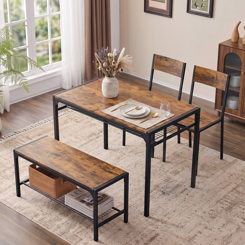 Bryleah 4-Person Four-Leg Dining Set, Brown