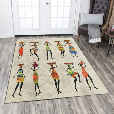 Premium Woven Carpet, 3.3 x 4.6 ft, 100% Polyester, Non-Slip Felt Dot Underside | Raschel Knitting, 0.4 in Pile Height, Machine Washable | Modern Digital Print Design, Ideal for Living Room & Bedroom Decor