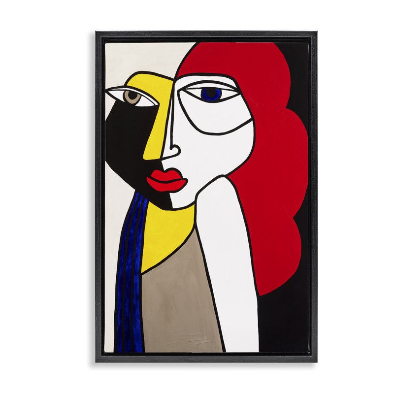  Cubist Portrait of Woman Floater Canvas by Ruth Fromstein, Black, 25" H x 17" W