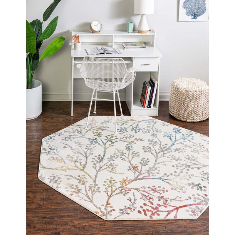 Adelin Floral Indoor Rug, Octagon 6' x 6'