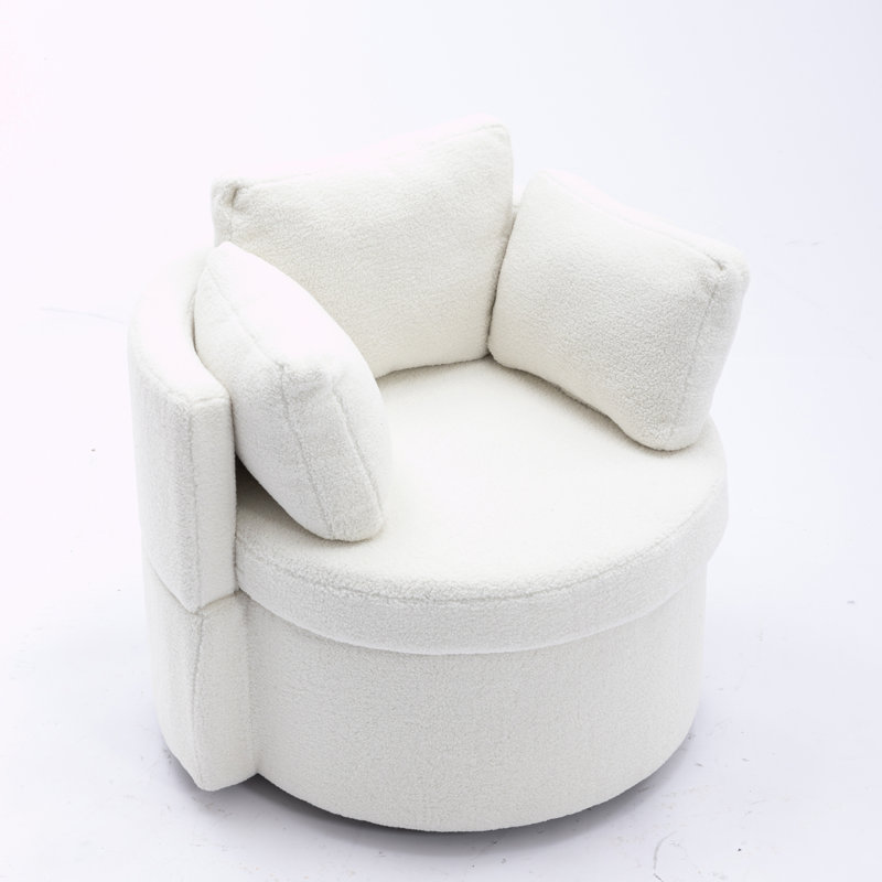 Hever Upholstered Swivel Barrel Chair, Wool Ivory