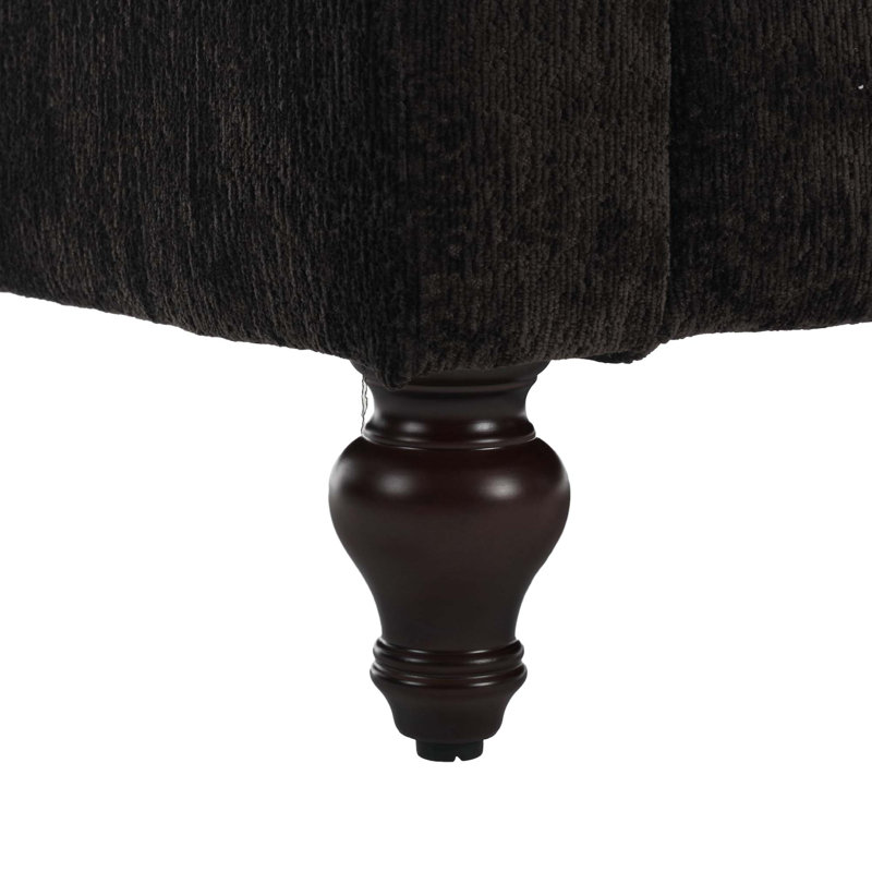 Canapé en chenille de style Mid-Century moderne avec coussins amovibles, Chenille noir