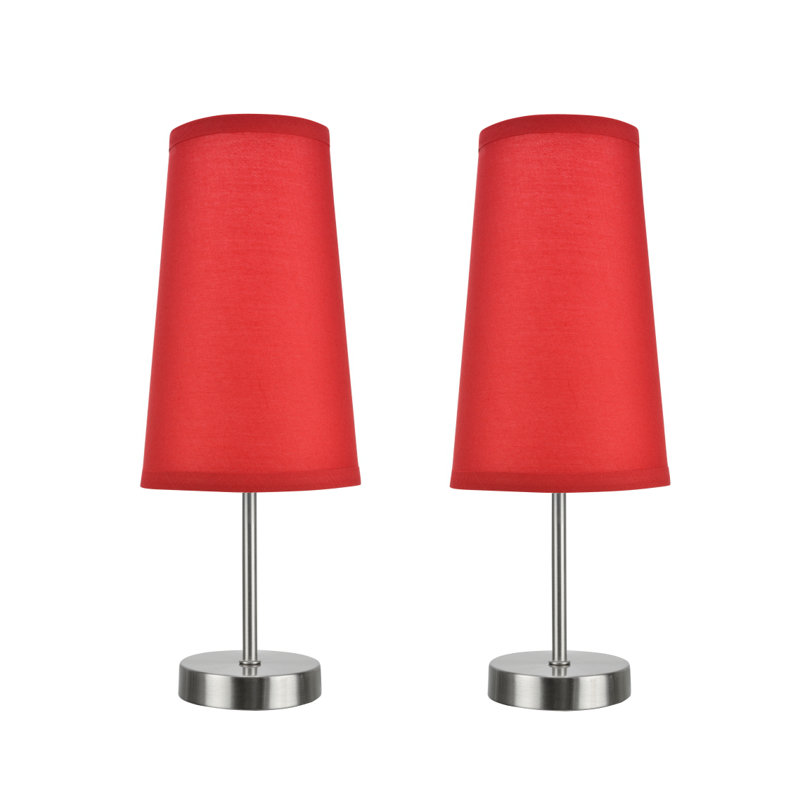 Ensemble de lampe de table 14,25 "en Nickel satiné Nestor, Rouge