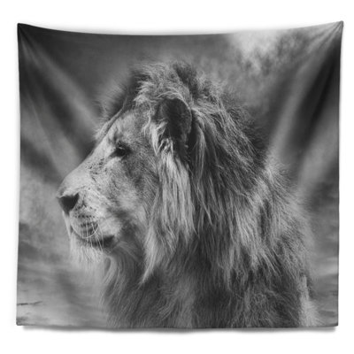 Tapisserie de lion africain sauvage gris animal