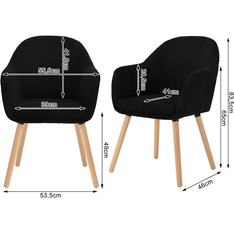 Osuna 49cm H Polyester Blend Upholstered Full Back Armchair, 1, Black
