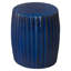 Pleated 18 in. Round Blue Ceramic Garden Stool