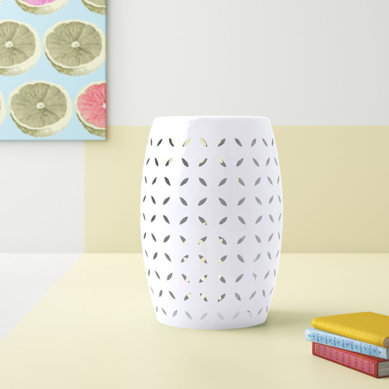 Hakon Ceramic Accent Stool, White