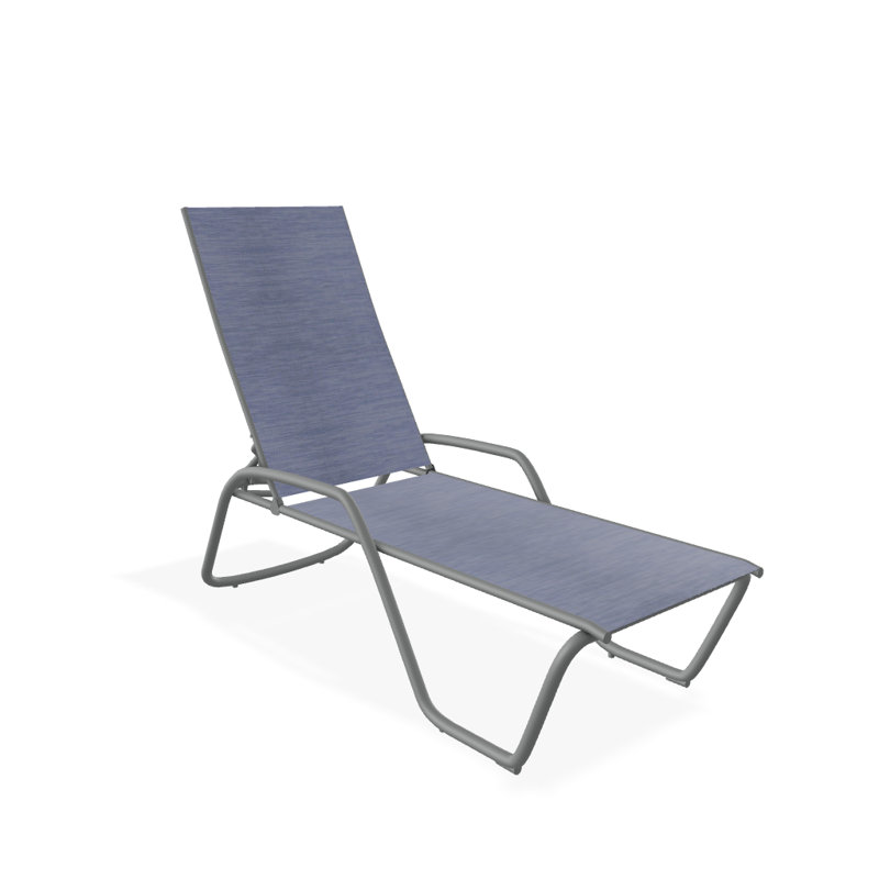 Outdoor Rust-Resistant Metal Chaise Lounge, Textured Graphite, River
