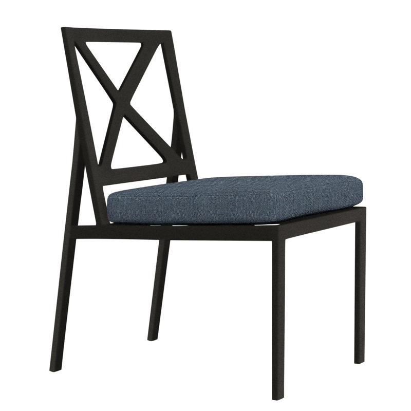 Marin Outdoor Dining Side Chair, Carbon Black, Flagship Stone Sunbrella®