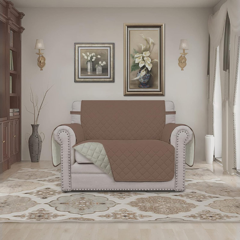 Housse de fauteuil inclinable réversible Easy-Going Chair, Microfibre / microsuède brun / beige