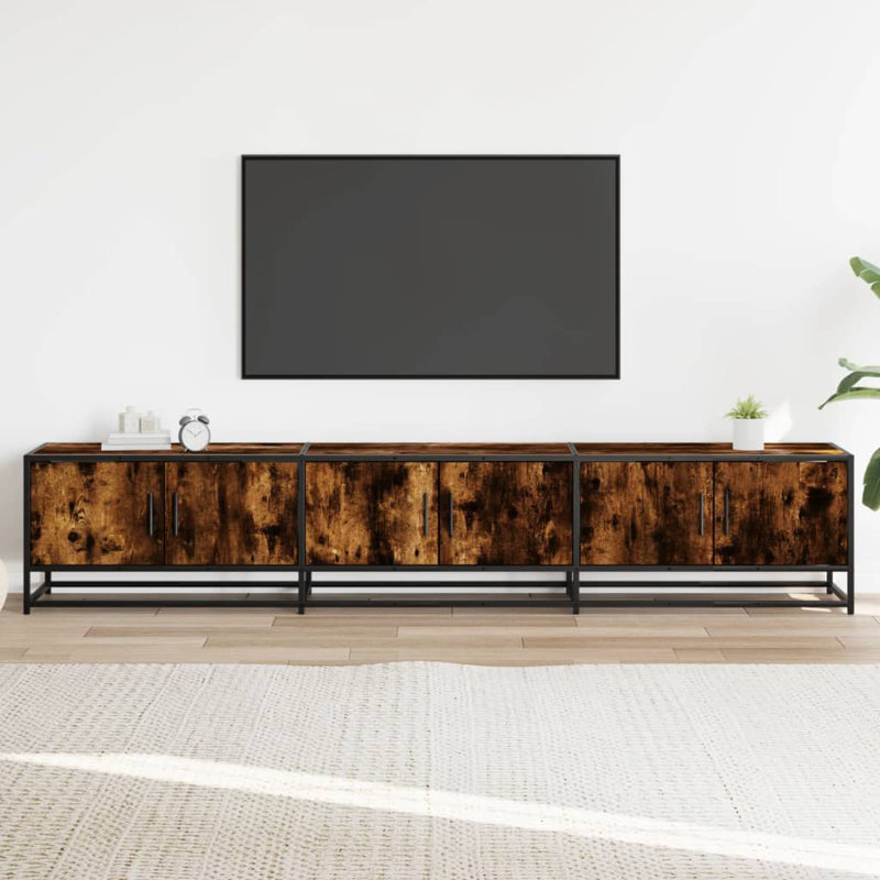Alayla Unfinished TV Stand for TVs up to 88", Smoked Oak, 210cm
