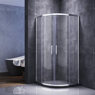 37.5"" - 38"" W x 72"" H Double Sliding Framed Round Shower Enclosure with 1/4"" Clear Tempered Glass -  VTI, HS-363672CC