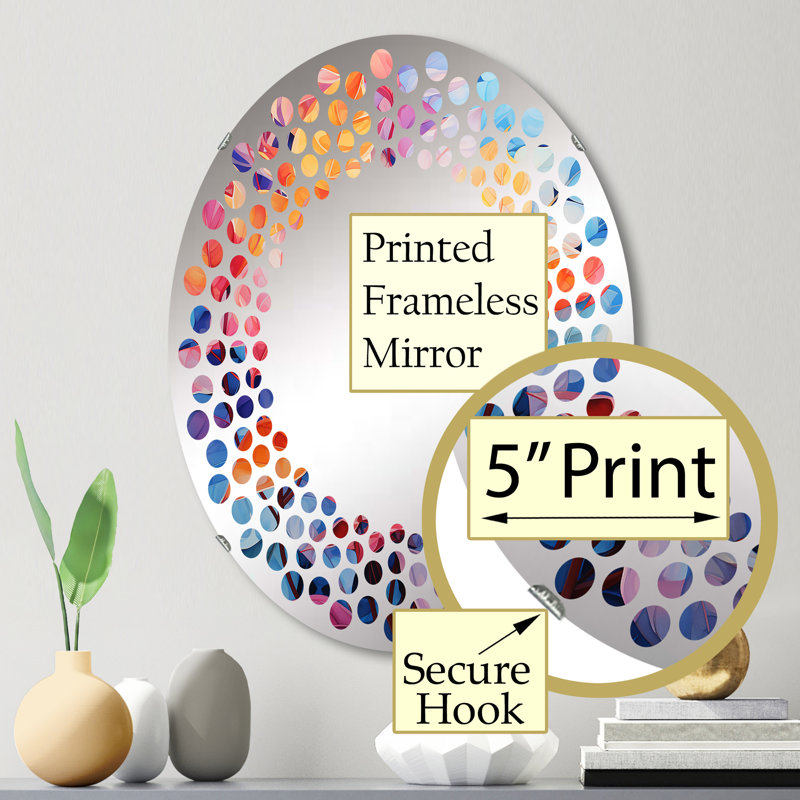 Miroir mural à pois coloré Pastel Vibrant Foliage II - MIR114862-Oval, L 20 po x H 30 po