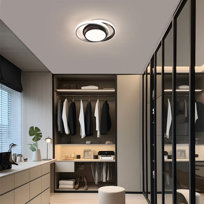 Modern Round LED Dimmable Flush Mount Ceiling Light With Remote