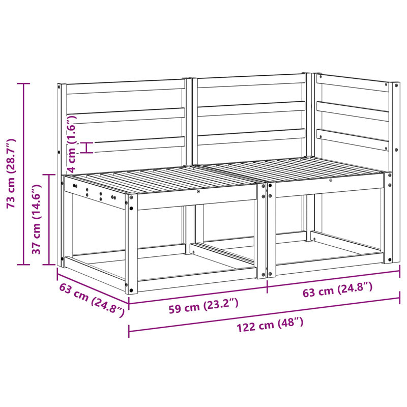 122cm Wide Patio Sectional Set
