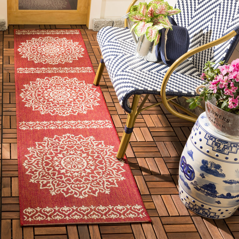 Tapis d'intérieur / extérieur à motif géométrique Ryleigh Performance, Tapis de couloir 2 pi 2 po x 10 pi