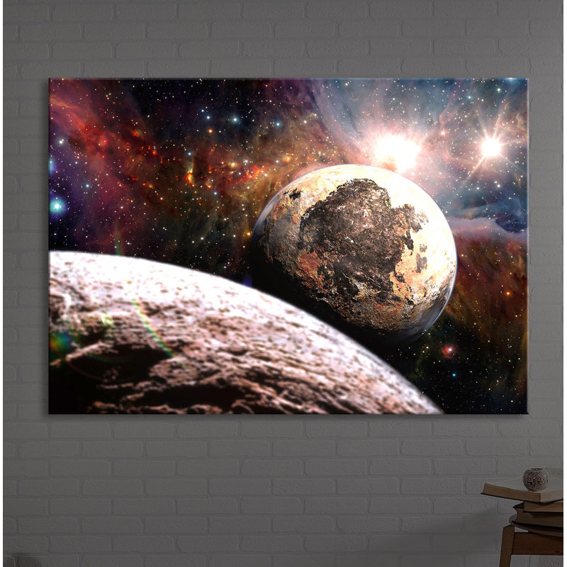 Alien Planets In Space by No - Wrapped Canvas Print, 40cm H x 60cm W x 4.5cm D, Without lighting