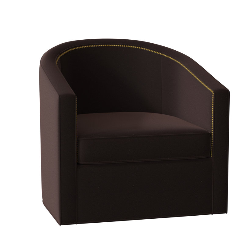 Fauteuil demi-tonneau de 34 po Ambre, Acajou Margaret, Petit bronze antique