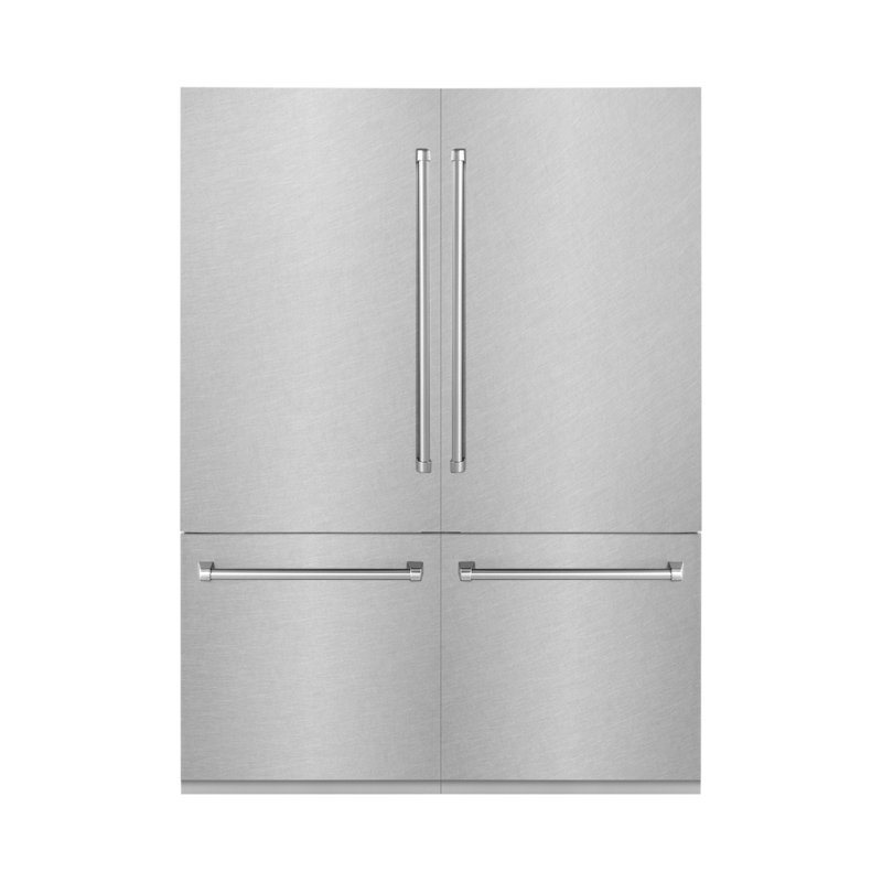 60" Built-in 4-Door French Door Freezer Refrigerator with Internal Water and Ice Dispenser in DuraSnow® Stainless Steel