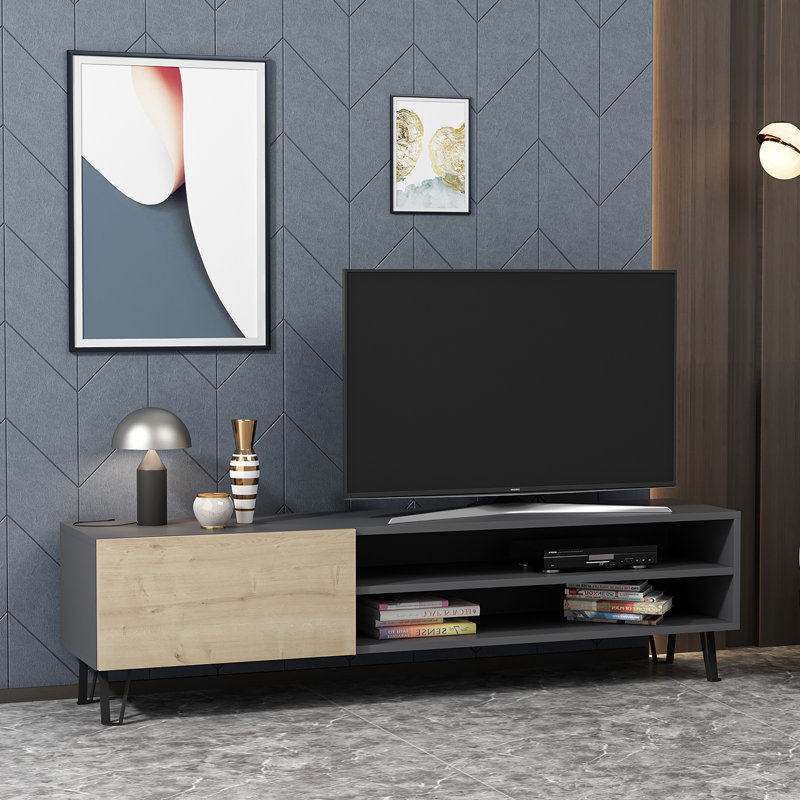 Edmonds TV Stand for TVs up to 70", Anthracite/Oak/Black