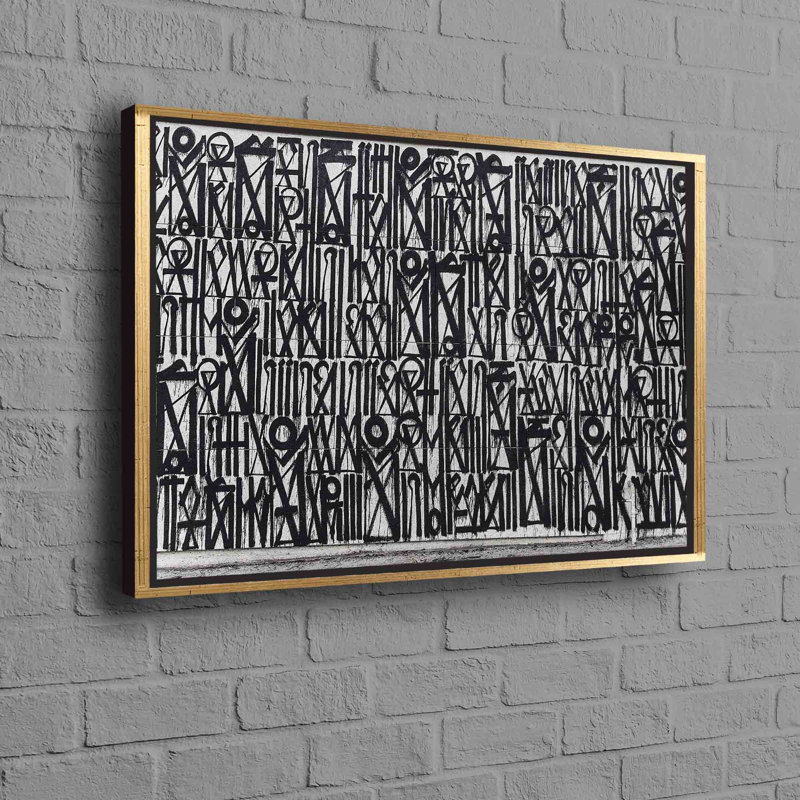«Graffiti abstrait» sur toile de coton, art mural pour décoration intérieure moderne, H 18 po x l 26 po, Doré