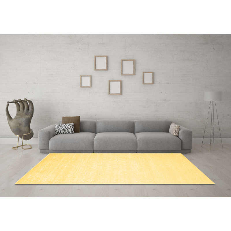 Tapis brun contemporain lavable à la machine 257, Rond 3 pi
