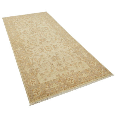 Jylene Hand Woven Runner Beige Floral Oriental 100% Wool
