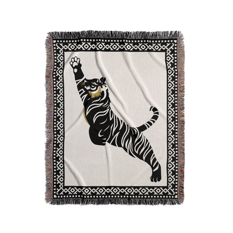 Jeté de lit Kat Tiger, L 70 po x l 50 po, Blanc cassé