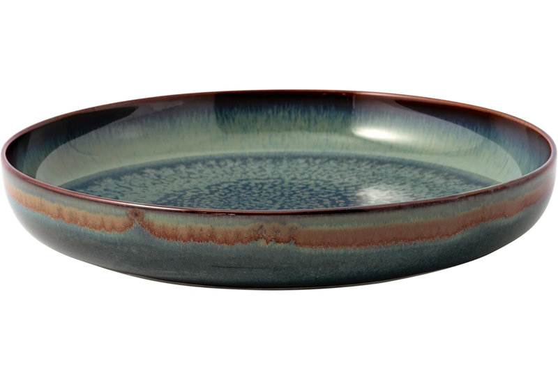 Villeroy & Boch Crafted Breeze Deep Plate/Pasta Bowl, 8.5 in, 27 oz, Premium Porcelain, Grey Blue