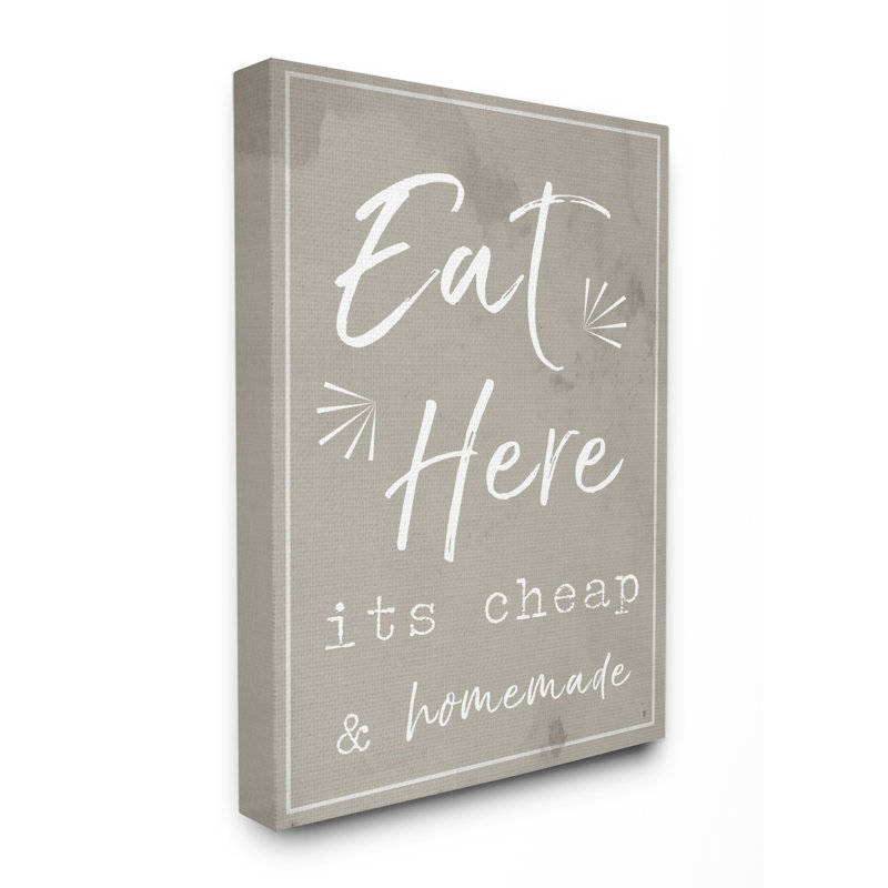 " Eat Here Home Cooking Beige " by Daphne Polselli, 30" H x 24" W, Wrapped Canvas