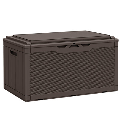 100 Gallons Water Resistant Resin Lockable Deck Box with Cushion by Patiowell