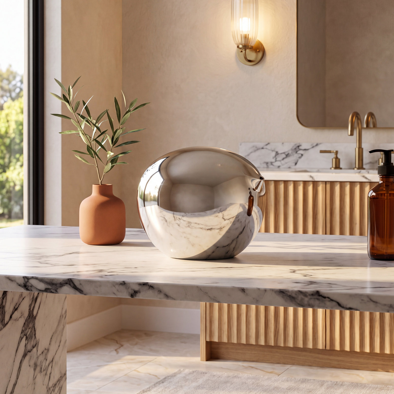 Titanium Silver Geometric Cabinet Knob