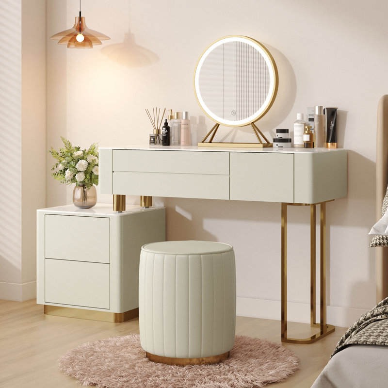 Hokku Designs Edorta Vanity Desk with Mirror & Lights