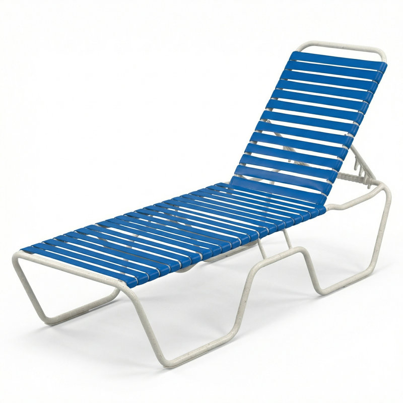 Chaise sans accoudoirs, Sangle bleu royal / blanc rivière