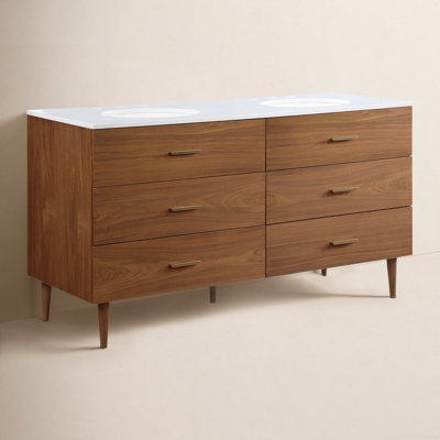 Dondi 60" Walnut Double Bathroom Vanity