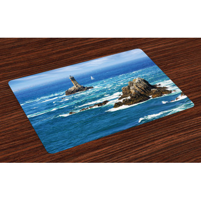 Ignacio Lighthouse Daytime Wavy Rocky Sea Placemat