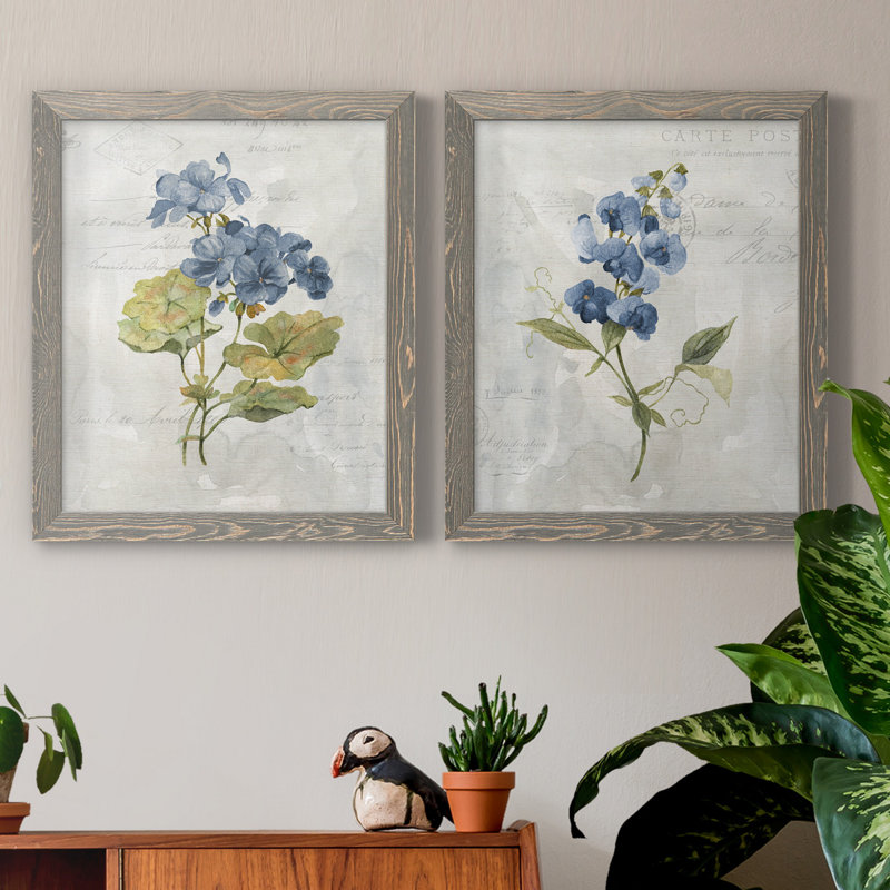 Lin bleu géranium - ensemble de 2 reproductions d'art, Toile encadrée, H 20 po x l 17 po, Gris