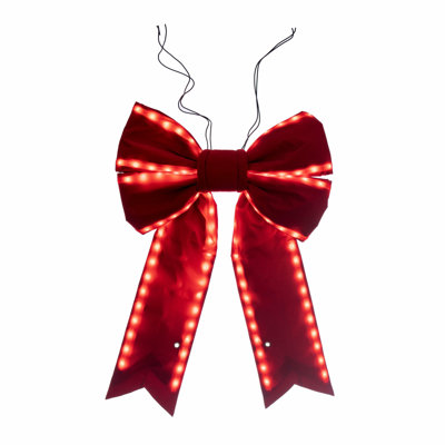 Vickerman Red Velvet Outdoor Christmas Bow with UV Treated Material and Wire to Hang.