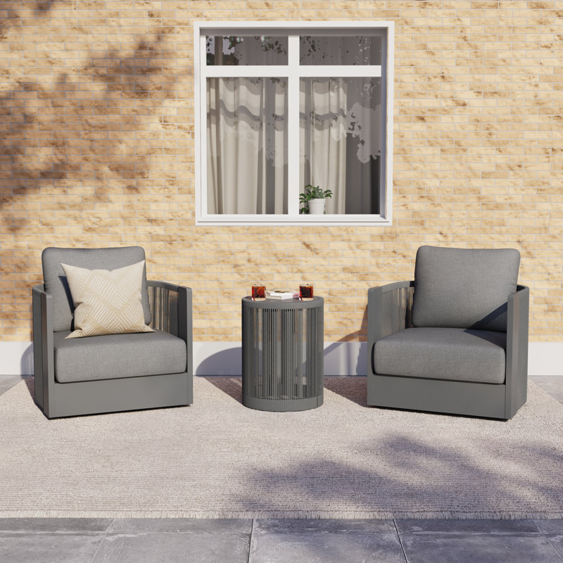 Ensemble de chaise pivotante et de table basse Holmesville, Gris