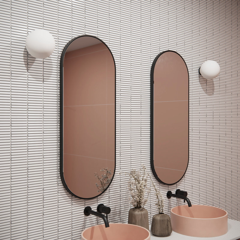 Inara Pill Mirror, Black, 40" x 16"